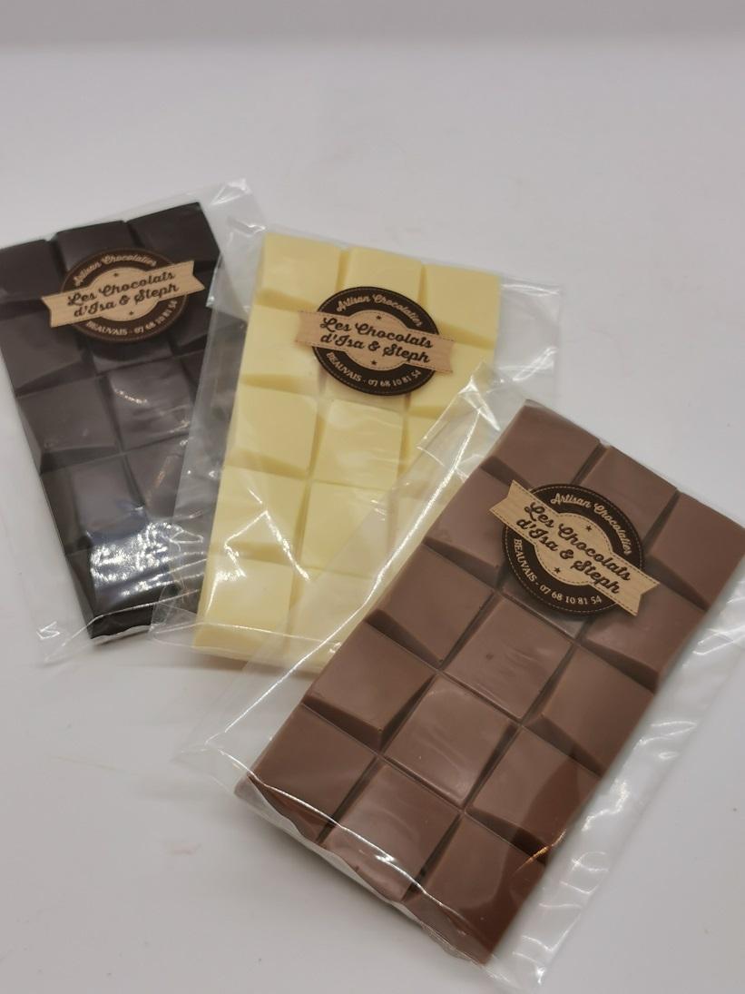 Tablettes blanc lait et noir artisan chocolatier Beauvais Oise